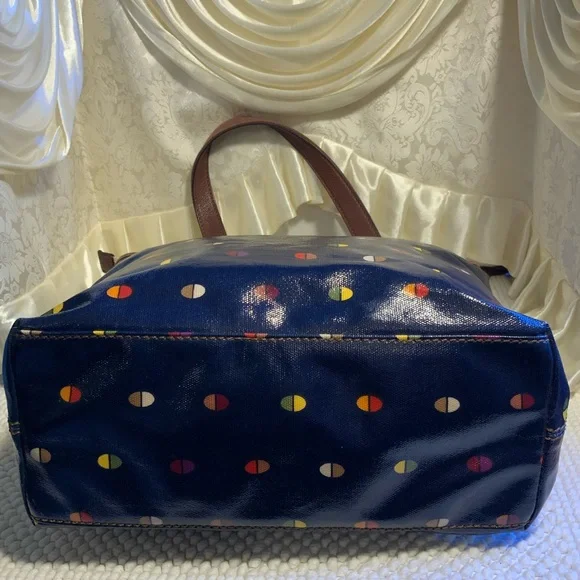 FOSSIL COATED CANVAS & LEATHER BAG - Picture 11 of 12